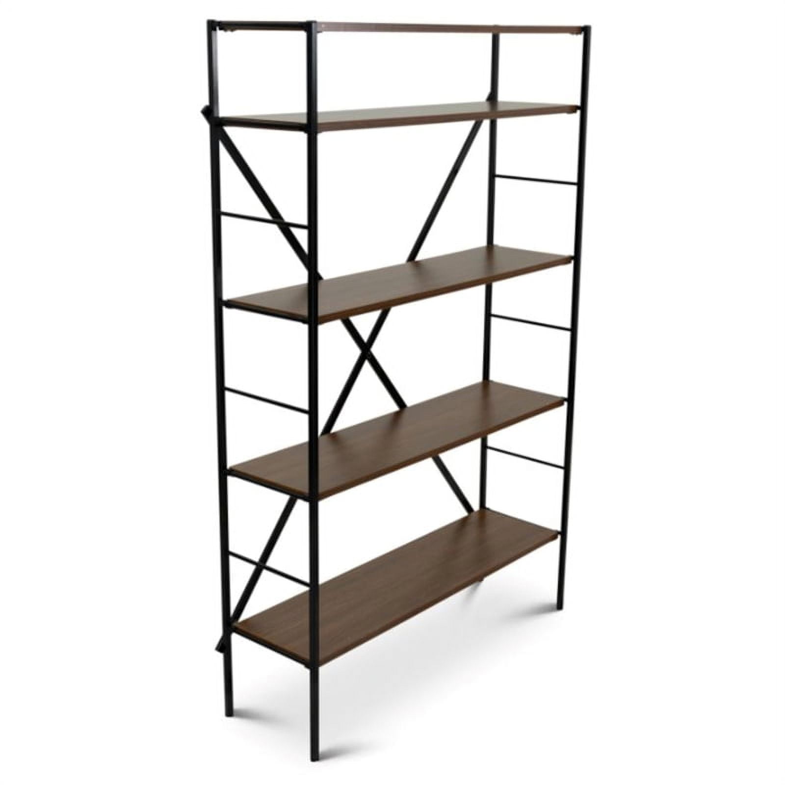 Heather MidCentury Modern Solid Wood Etagere Bookcase in Brown