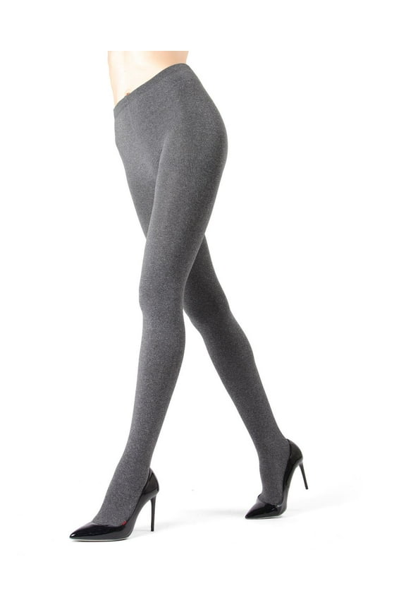 Women's Heather Plush Lined Fleece WInter Opaque Tights - Womens - Female (Small/Medium, Black)