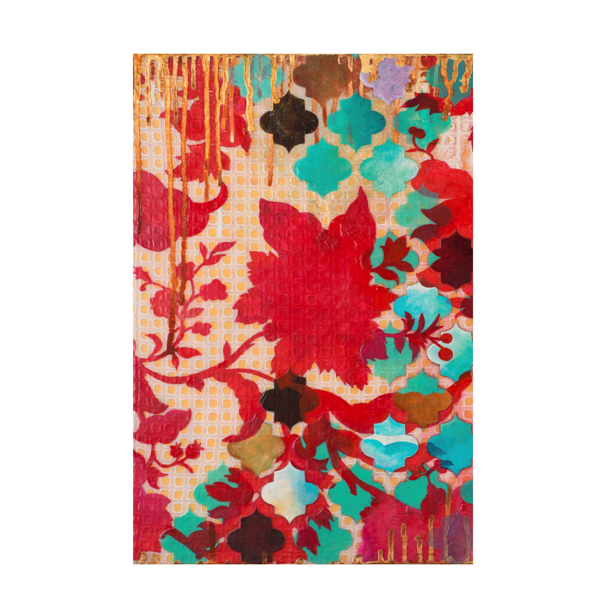 Heather Robinson 'Red And Teal Gilded Age I' Canvas Art