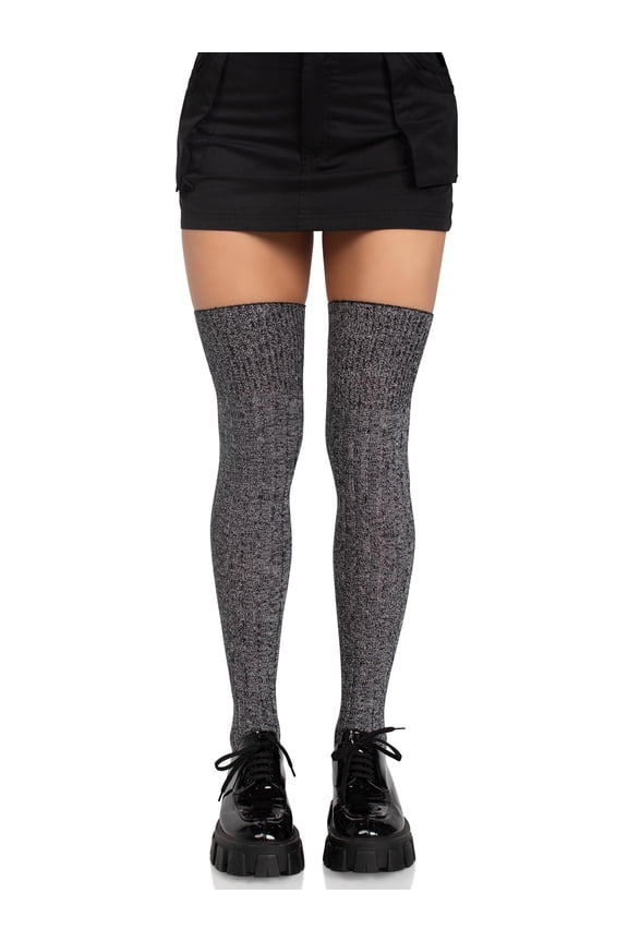 Heather acrylic rib knit thigh