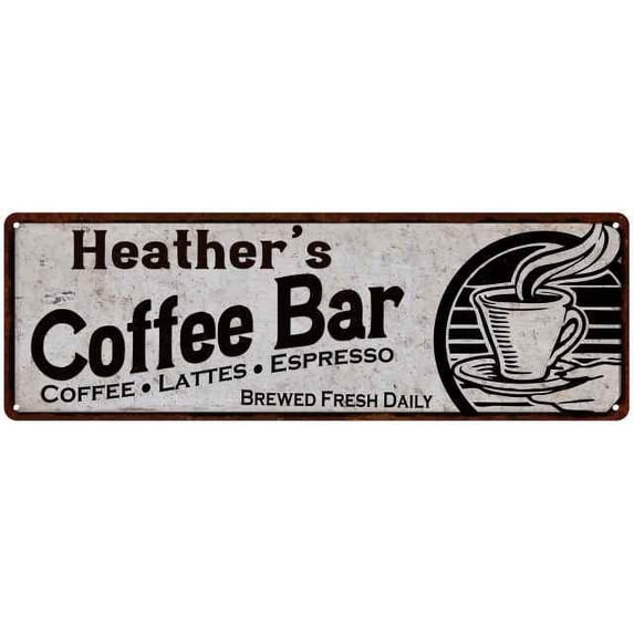 Heather's Coffee Bar Sign Kitchen Decor 6x18 206180007054