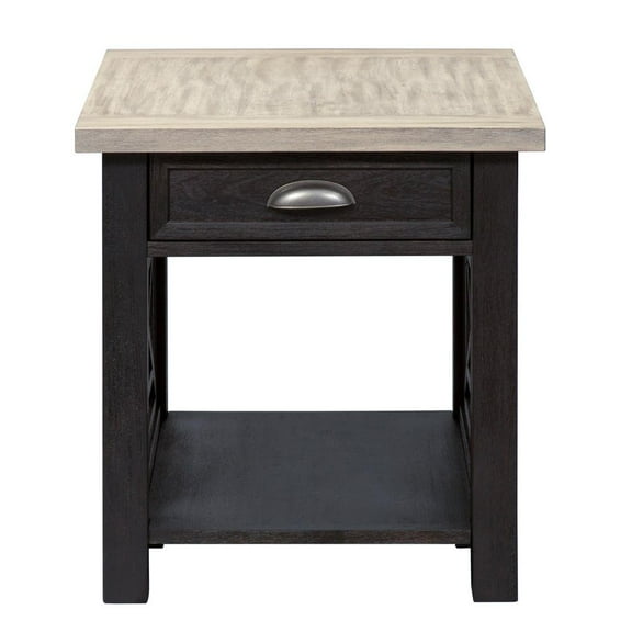 Heatherbrook Black Drawer End Table