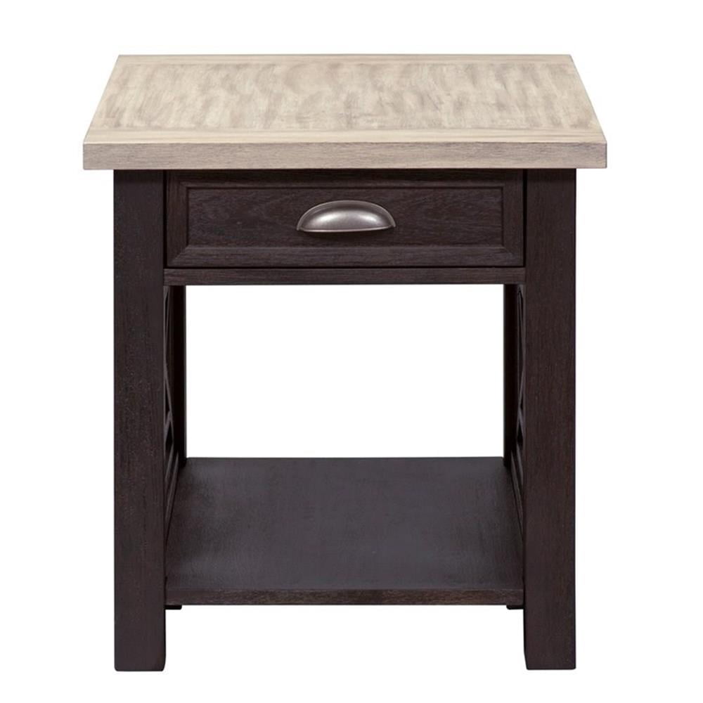 Heatherbrook Two-Tone Wood and Metal End Table with Storage
