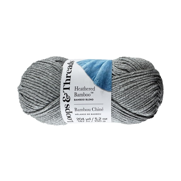 Loops & Threads Heathered Bamboo Yarn - Medium (4) Acrylic Bamboo Blend, Soft Silky Yarn for Knitting & Crochet Blankets, Wraps, Apparel & Accessories, 204 yd / 5.2 oz Skein, 8 Pack