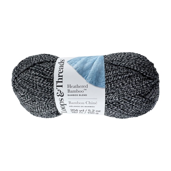 Loops & Threads Heathered Bamboo Yarn - Medium (4) Acrylic Bamboo Blend, Soft Silky Yarn for Knitting & Crochet Blankets, Wraps, Apparel & Accessories, 204 yd / 5.2 oz Skein, 8 Pack