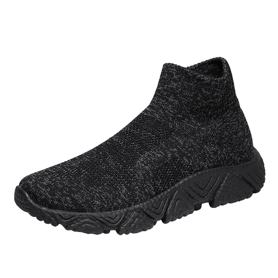 Heathered Black High-Top Slip-On Knit Sock Casual Walking Sneakers