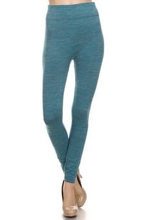 Heathered Color Fleece Leggings [Athleisure pants], One size fits most, Teal