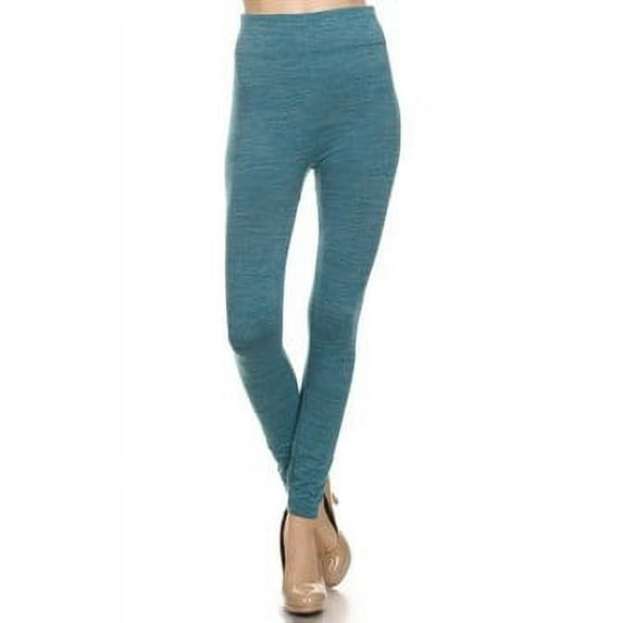 Heathered Color Fleece Leggings [Athleisure pants], One size fits most, Teal