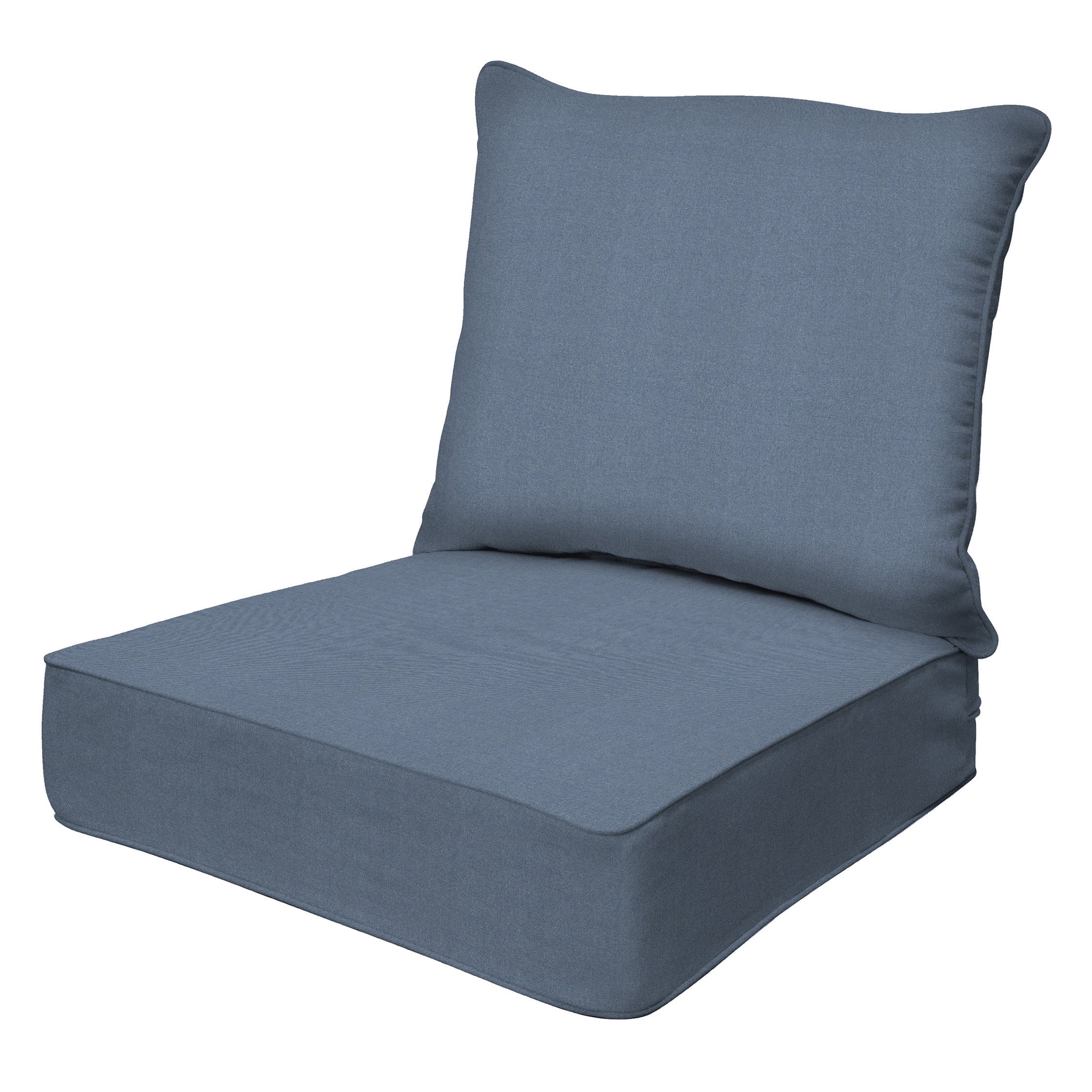 Heathered Solid Blue Outdoor Deep Seating Cushion Set