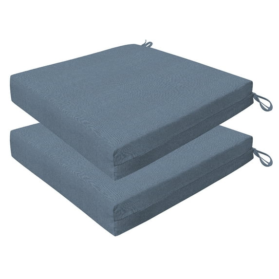 Heathered Solid Blue Premium Dining Seat Cushion (2-Pack)