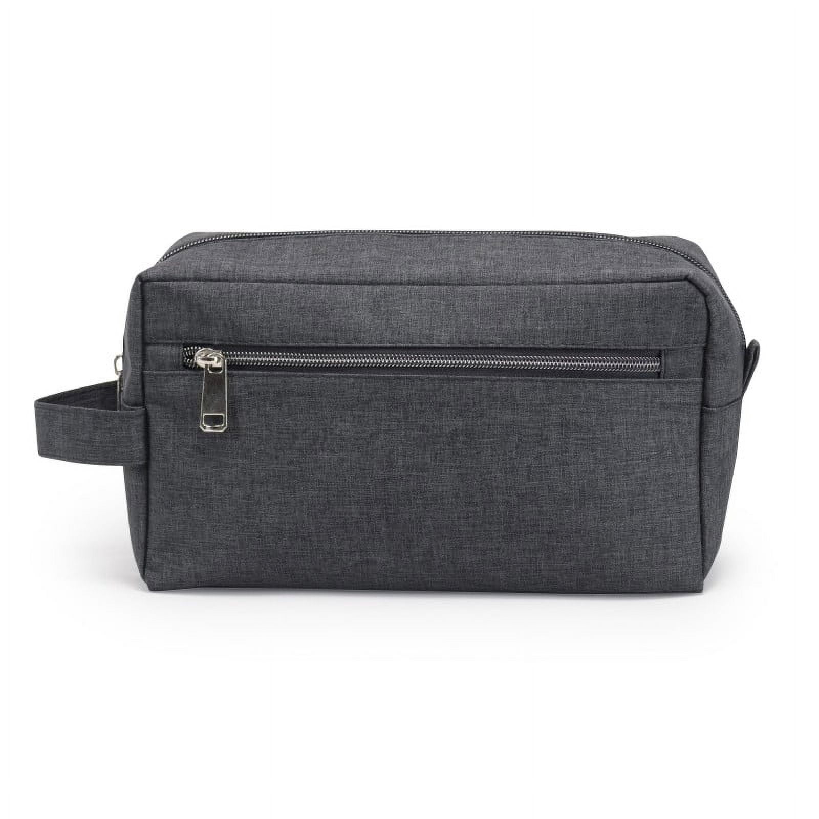 Heathered Toiletry Bag 2 pockets Travel Organizer Shaving Kit Bags Pouch For Men & Women Charcoal Gray
