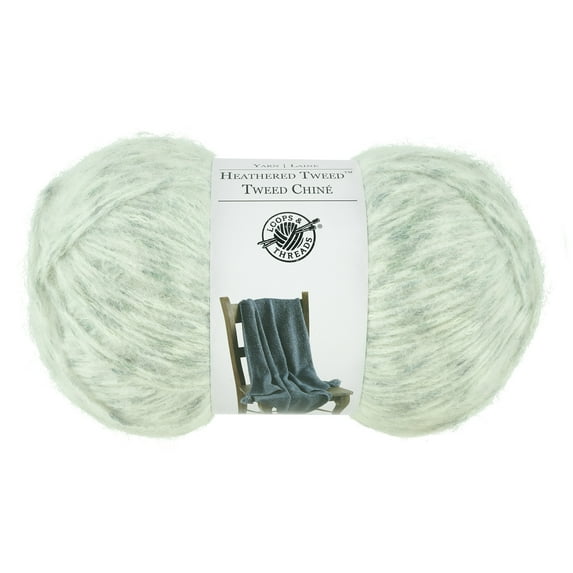 Heathered Tweed Yarn by Loops & Threads - Yarn for Knitting - Crochet - Weaving - and Arts & Crafts - Iceberg - Polyester Blend - 5.29 oz