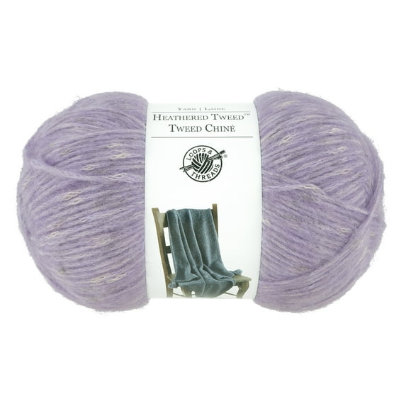 Heathered Tweed Yarn by Loops & Threads - Yarn for Knitting - Crochet - Weaving - and Arts & Crafts - Purple - Polyester Blend - 5.29 oz