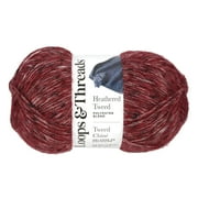 Heathered Tweed Yarn by Loops & Threads - Yarn for Knitting - Crochet - Weaving - and Arts & Crafts - Red - Polyester Blend - 5.29 oz