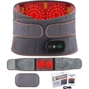 Heating Back Brace for Lower Back Relax, Heated Back Support Belt, Cordless Heating Pad Operated by 5000mAh Rechargeable Battery, 3 Vibration Modes & 3 Heat Levels, Gifts for Men Women