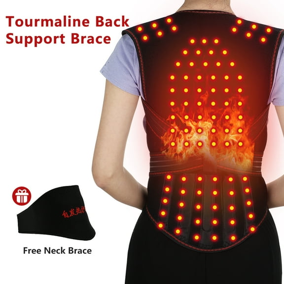 Heating Back Brace Posture Corrector with 108 Magnets, Heating Pad for Neck Shoulder Back Massager with 5 Lumbar Support Bars for Office Sedentary Sitting and Sporting Care
