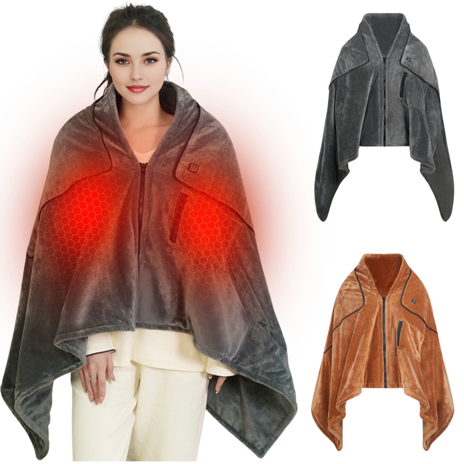 Heating Blanket 59.05inch Wearable & Portable Heating Electric Blanket for Adults Rechargeable USB Heated Throw Blanket Plus Fleece Warm Heating Shawl Blanket for Indoor & Outdoor