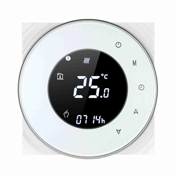 Heating Control Programmable Gas Boiler Heating Thermostat Dry Contact Temperature Controller Touchscreen LCD with Backlight Voice Control Compatible with Echo/ Home/IFTTT