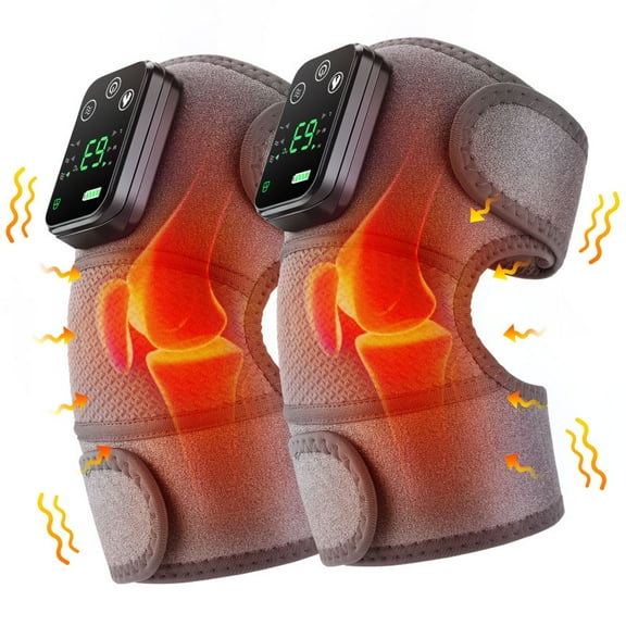 Heating Knee Massager, Electric Heated Knee Brace with 3 Heat Levels and 3 Massage Mode, Knee Shoulder Elbow 3-in-1 Heating Vibration Massager, Gifts for Men, Women Relax