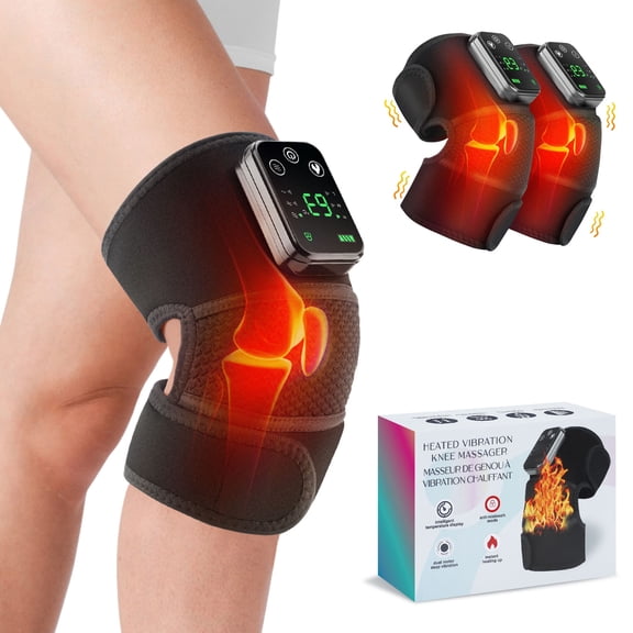 Heating Knee Massager, Heated Knee Brace, for knee Leg Shoulder Elbow Pain Relief Suitable Women Men - 2Pack - Independent Box Packaging