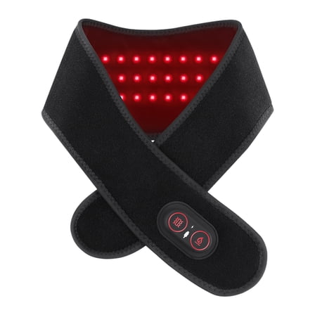 Heating Neck Wrap with Red Light Therapy - Cordless Neck Massager with 660nm 850nm LED, 3000mAh Rechargeable Heated Neck Pad, 3 Temperature Settings for Pain Relief & Muscle Stiffness
