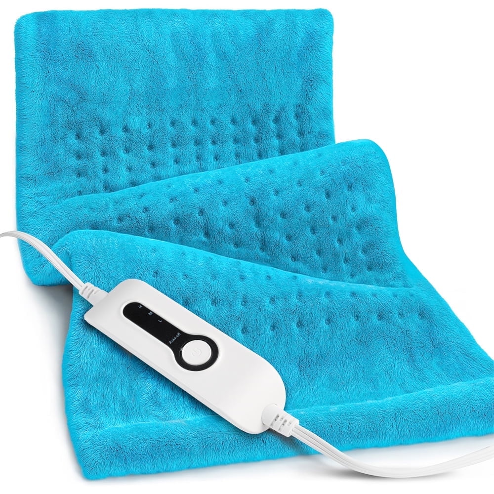 12"x24" Double Sided Heating Pad, Heat Pad with 3 Settings for Neck & Shoulders, Heat Patches, Light Blue