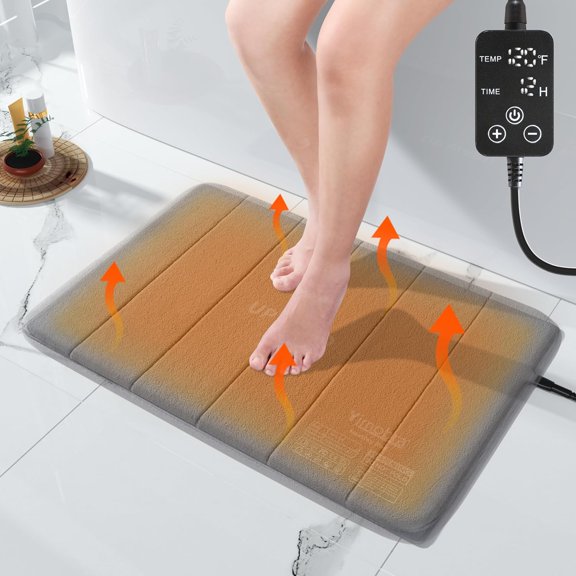 Heating Pad for Bathroom Rugs, with Memory Function, Adjustable Temperature (32-146) and Time (1-24h),Keep Dry Bathroom Bath Mat in Winter Every Day, Waterproof, 25"x17.5"