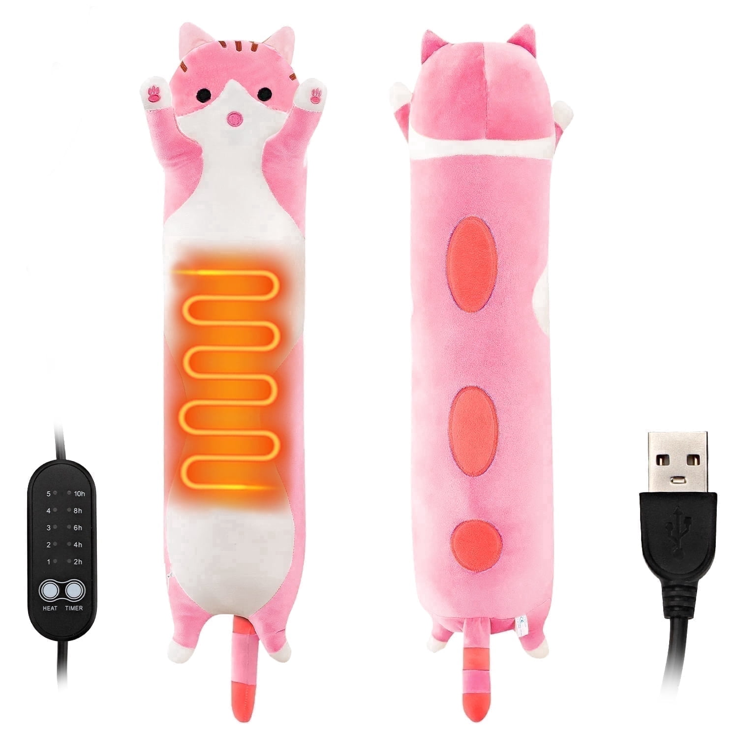 Heating Pad Cat Plush Heat Pad Stuffed Animal USB Powered,Heating Pad for Back,Neck,Abdomen, Shoulder,Knee,Arms,Legs,Birthday Gifts for Women Mother