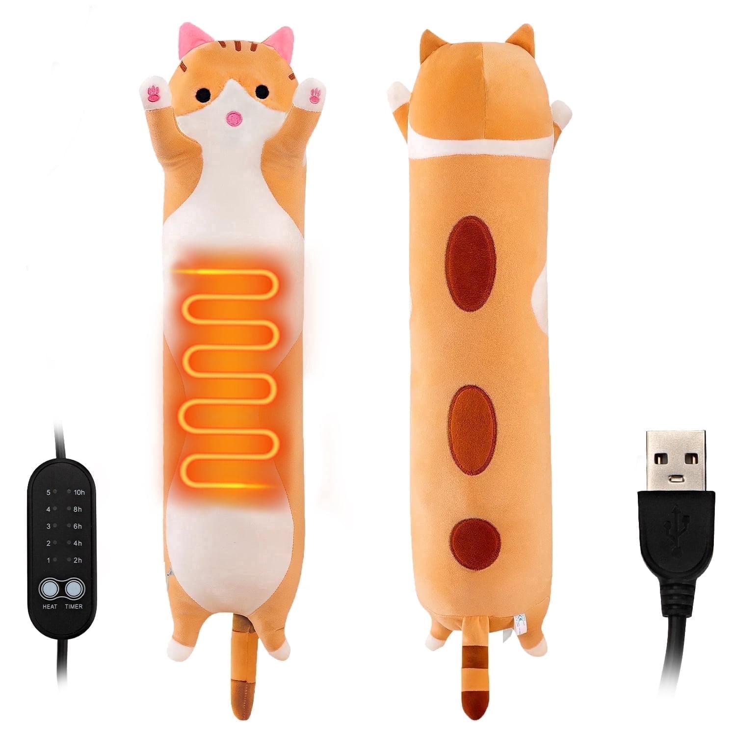 Cat Heating Pad for Period Cramps Menstrual Pain Relief, Portable Electric Heat Pads USB Powered, Cute Stuff Stuffed Animals Funny Gifts for Women Teen Girls s Cat Lovers Birthday Easter Christmas