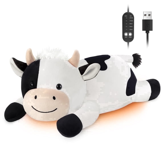Cow Heating Pad for Period Cramps Menstrual Pain Relief, Portable Electric Heat Pads USB Powered, Cute Stuff Cow Plush Heated Stuffed Animals Gift, Gifts for Women Teen Girls Birthday Christmas