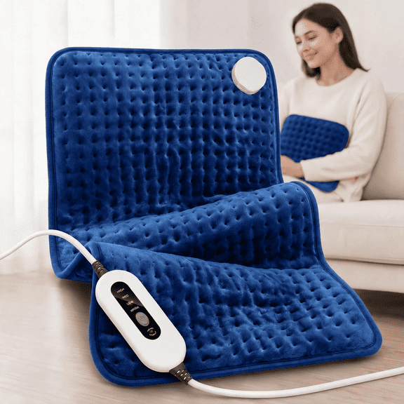 Bound-Edge Design Heating Pad 12 x 24 IN, 210 GSM,Dark Blue