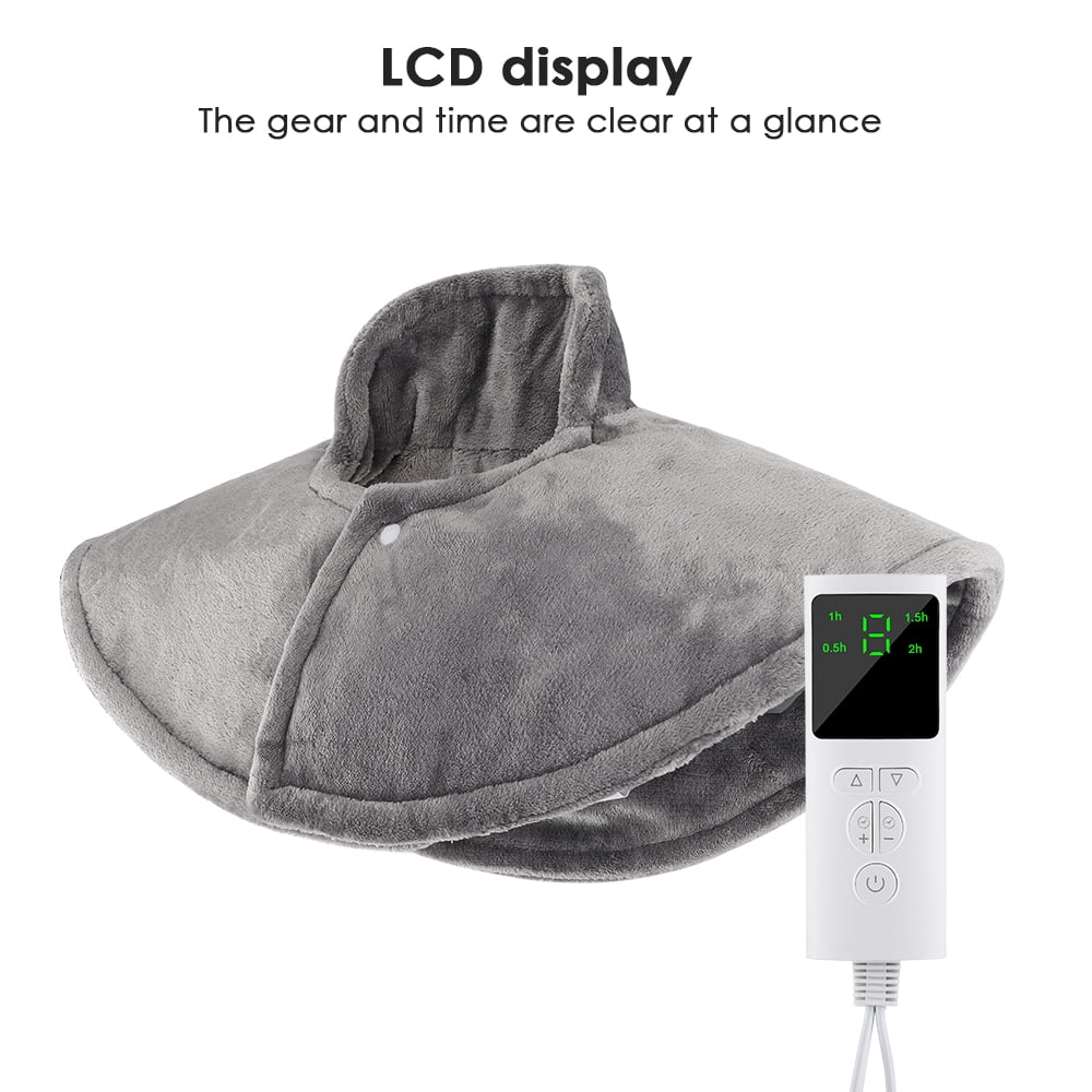 Heating Pad for Neck, Electric Heated Wrap with 4 Timing Settings, Electric Weighted Heating Pad with 9 Heat Setting, Auto Shut Off Hot Heated Pad with LCD Display, Machine Washable