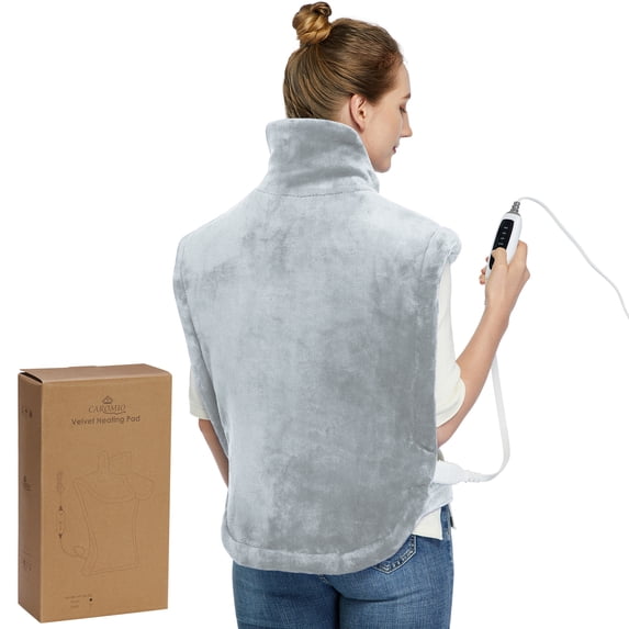Heating Pad for Neck and Shoulders Back Pain Relief, Large Weighted Electric Heat Pads with Auto Shut off, Fast Heating and 4 Heat Settings, Gray, 33"x22"