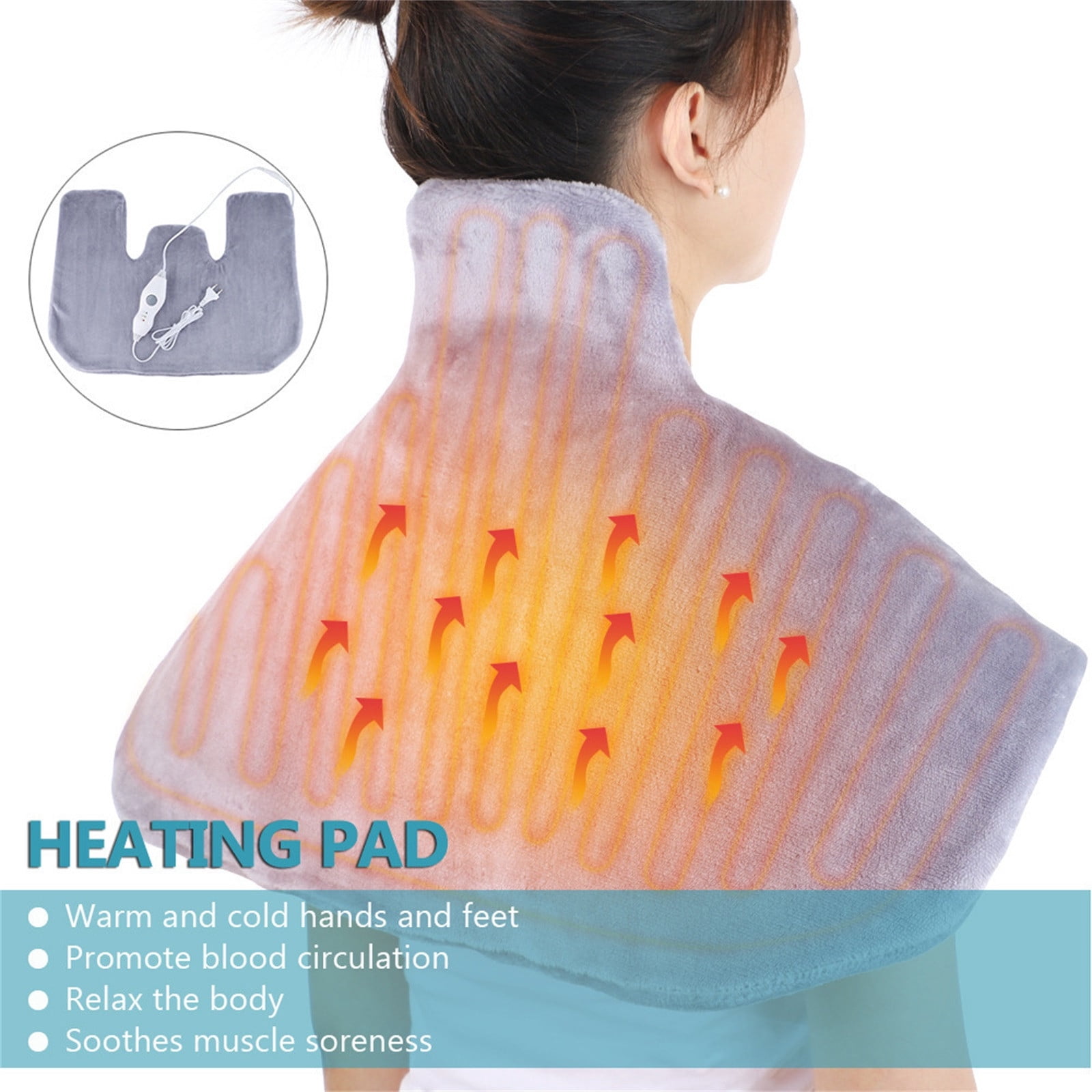 Heating Pad Shawl Shoulder Neck Warmer, 3 Temperature 30-50℃ 2 Hour Auto Shut Off, Coral Fleece Removable Washable Cover, 230CM Cord Electric Blanket Winter Pain Relief