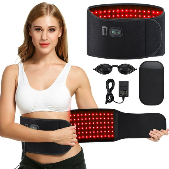 Heating Pad Waist Belt, Back Heating Pad Belt with Extension Strap, Heated Back Brace for Relax Lumbar, 12V Direct Plug Power Supply, LED Light Therapy