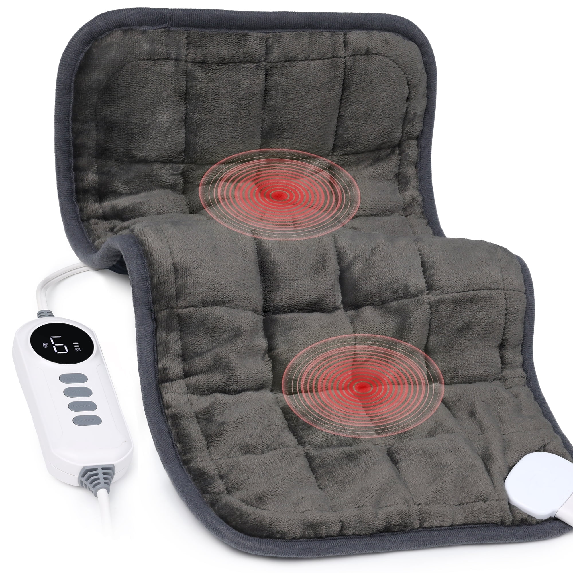 vibrating heating pad walmart Weighted Electric Heating Pad with Massage, 3 Heat Levels & 3 Vibration  Settings for Back Pain, Neck and Shoulders main image 0