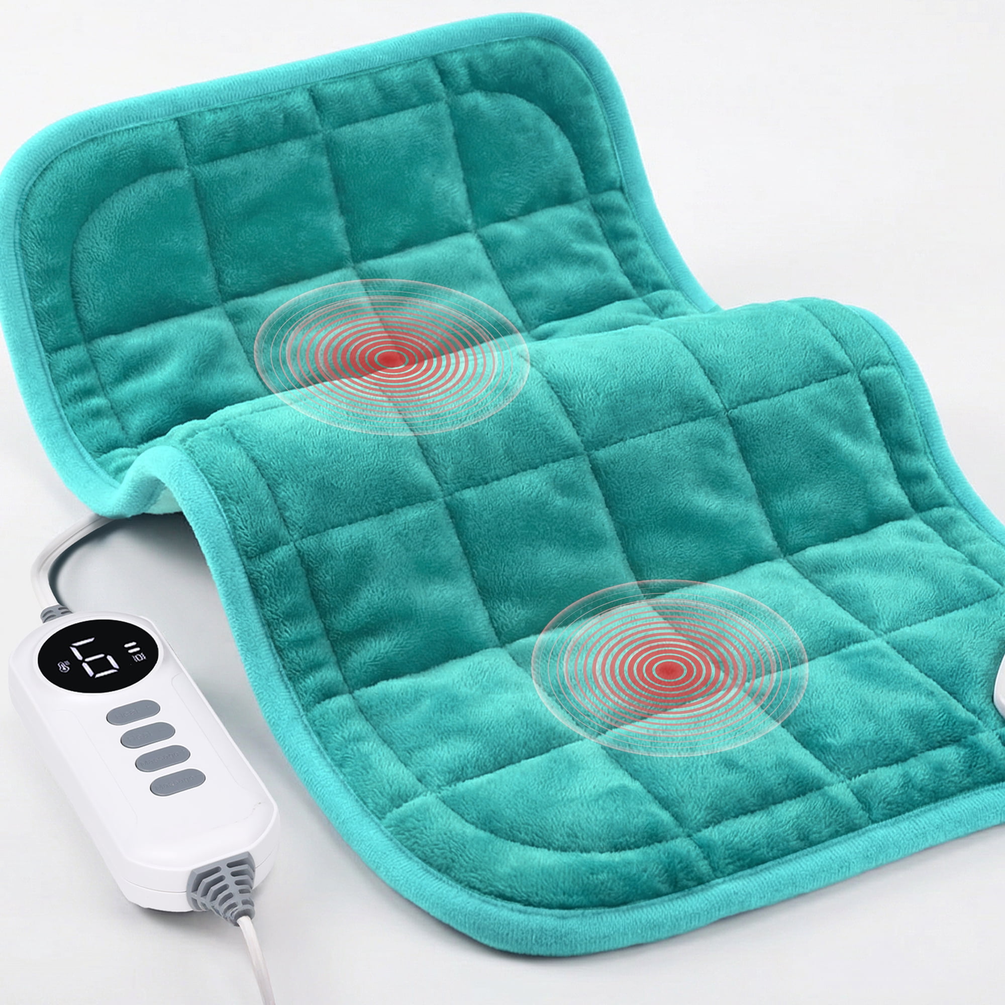 Heating Pad, Weighted Heating Pad with Massaging Vibrations, Massage Heating Pad for Back Cramps Shoulder Pain Relief, 6 Heat Settings & 4 Massage Modes, Gifts for Christmas, 24” x 12”