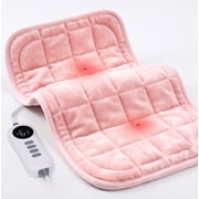Heating Pad, Weighted Heating Pad with Massaging Vibrations, Massage Heating Pad for Back Cramps Shoulder Pain Relief, 6 Heat Settings & 4 Massage Modes, Gifts 