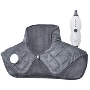 Heating Pad, Weighted Heating Pad for Neck and Shoulders Pain Relief, Electric Heating Pad for Cramps with 4 Heat Settings, 2 Hours Auto-Off, Machine Washable, Gray