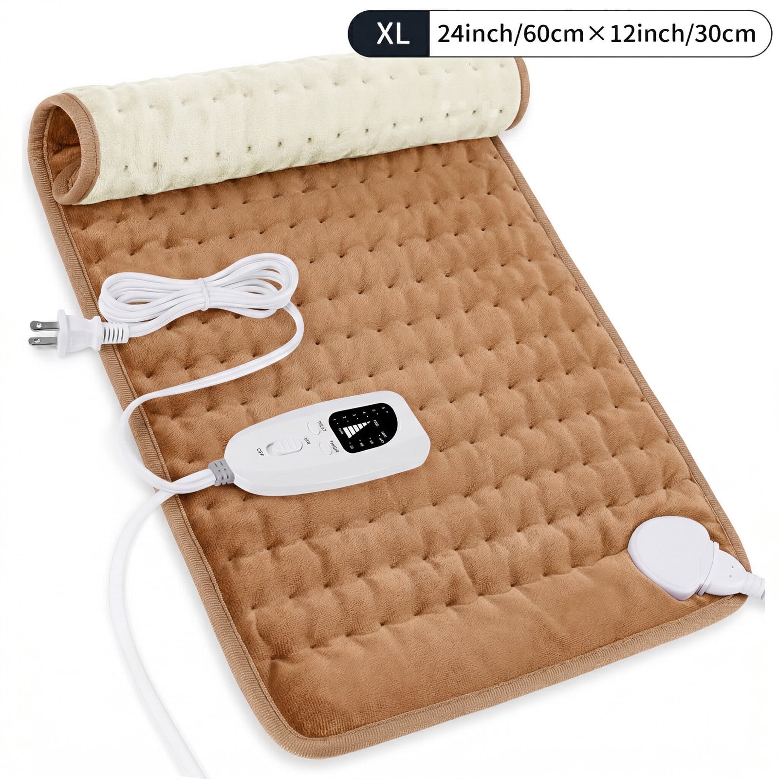 Heating Pad for Back, Neck, Abdomen, Shoulder, Knee, Dry/Moist Heat & Auto Shut off, Birthday Gifts for Men and Women, 12" x 24", Khaki ,1 Pack