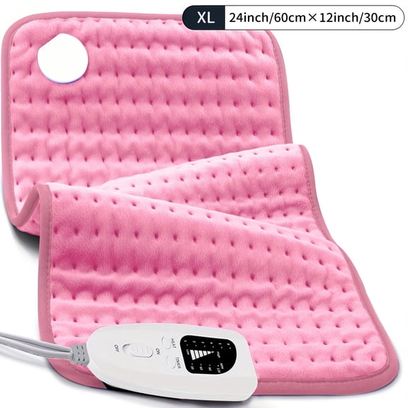 Heating Pad for Back,Neck,Shoulder,6 Heat Settings,Dry/Moist Heat & Auto Shut off, Birthday Gifts for Men and Women, 12" x 24", Pink, 1 Pack