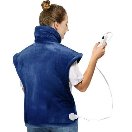 kibhous Heating Pad for Back, Neck and Shoulders, 24 x 33 inches with 10 Heating Levels , Dark Blue