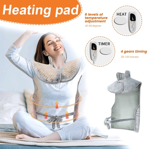 Heating Pads, Heating Pad for Neck and Shoulder, Back Weighted Heating Pad, Fast Heating, 6 Heat Levels
