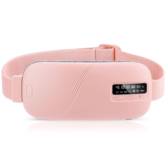 Heating Pads, Period Relief Massager, Cordless Back & Belly Wrap Heating Belt with 5 Heat Levels and 4 Massage Modes Timing function for Back Discomfort Relief Gifts for Women Girls Her(Pink)