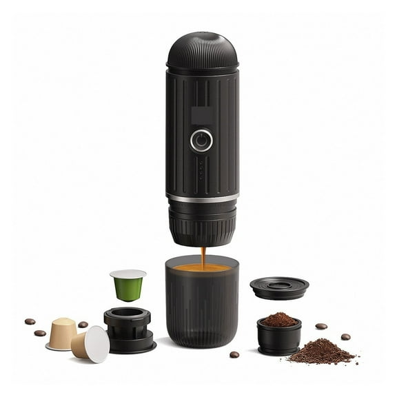 Heating Portable Coffee Machine Fit Capsule & Ground Travel Expresso Coffee Maker For Camping Office With Portable Bag ,RV, Hiking, Office