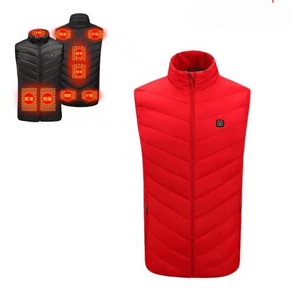 Heating Vest Area 9 Intelligent Heating Vest Electric Heating Men's And Women's Heating Clothing Constant Temperature Whole Body Heating Vest Red XL