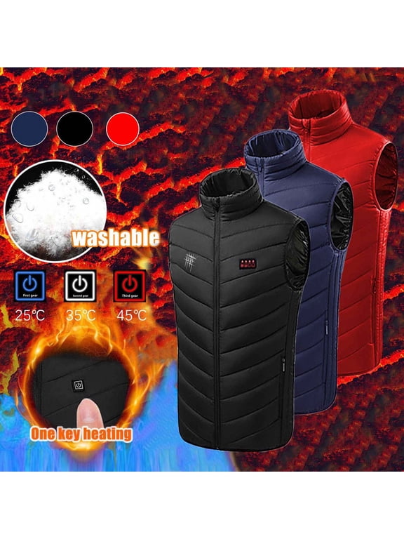 Heating Vest for Men Women Winter Plus Size Unisex Zipper Key Press Control 2 Heating Jacket Heated USB Charging Version