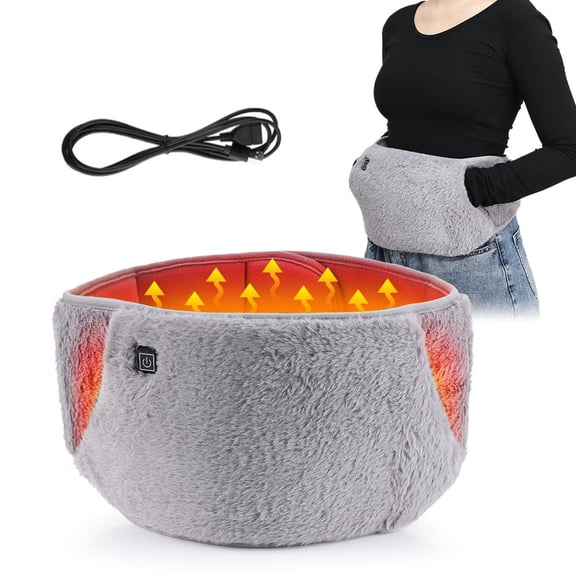 Heating Waist Belt for Cramps, Uterus Heating Pad with 3 Heat Settings, USB Powered Hand Warmer Pocket, Soft Crystal Velvet for Women Girls Her