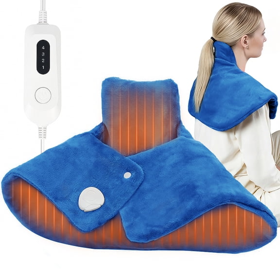 Cowin Electric Heat Pad for Neck and Shoulders, Heating Pad with 4 Heat Settings & Auto Shut Off, Machine Washable Heating Pad, Gifts for Family, Blue