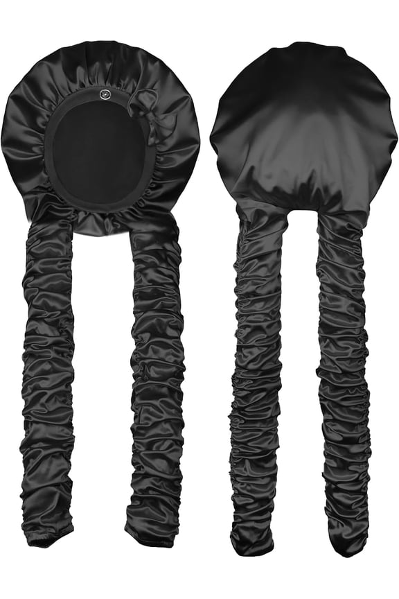 Heatless Curl Satin Bonnet for Sleeping, No Slip Sleep Bonnet with Long Curling Ribbons for Braids & Long Hair